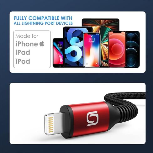 iPhone Charger Cable [MFi Certified] USB-A to Lightning Cable 6FT, 3 Pack in Kuwait