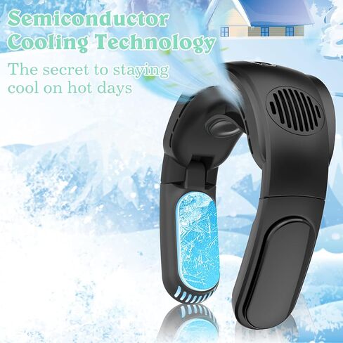 مروحة AMOVO المحمولة للرقبة بدون استخدام اليدين، مروحة مكيف هواء بدون شفرات، بطارية 5000 مللي أمبير في الساعة، مروحة USB قابلة لإعادة الشحن، 3 مستويات للسرعة ودرجة الحرارة قابلة للتعديل، مروحة شخصية يمكن ارتداؤها للتبريد (مروحة تبريد، أزرق) in Kuwait