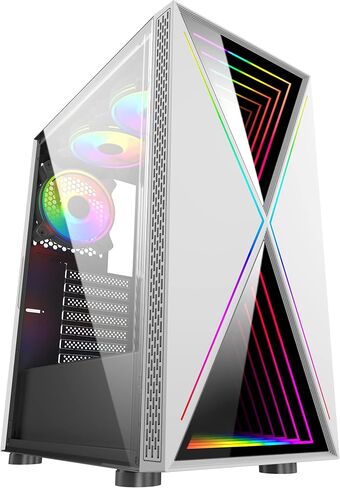 Bgears b-BlackWidow-RGB White Gaming PC ATX case, Special Ripple Effect ARGB Front Panel, Tempered Glass Side. 2 x USB3.0, 3 x PWM 120mm ARGB Fans, Fan Controller with Remote, Support up to EATX Board in Saudi Arabia