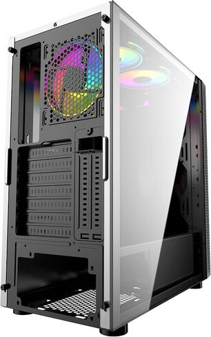 Bgears b-BlackWidow-RGB White Gaming PC ATX case, Special Ripple Effect ARGB Front Panel, Tempered Glass Side. 2 x USB3.0, 3 x PWM 120mm ARGB Fans, Fan Controller with Remote, Support up to EATX Board in Saudi Arabia
