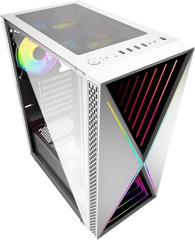 Bgears b-BlackWidow-RGB White Gaming PC ATX case, Special Ripple Effect ARGB Front Panel, Tempered Glass Side. 2 x USB3.0, 3 x PWM 120mm ARGB Fans, Fan Controller with Remote, Support up to EATX Board in Saudi Arabia