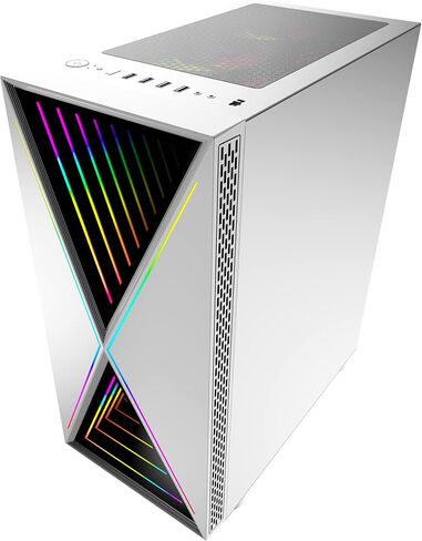 Bgears b-BlackWidow-RGB White Gaming PC ATX case, Special Ripple Effect ARGB Front Panel, Tempered Glass Side. 2 x USB3.0, 3 x PWM 120mm ARGB Fans, Fan Controller with Remote, Support up to EATX Board in Saudi Arabia