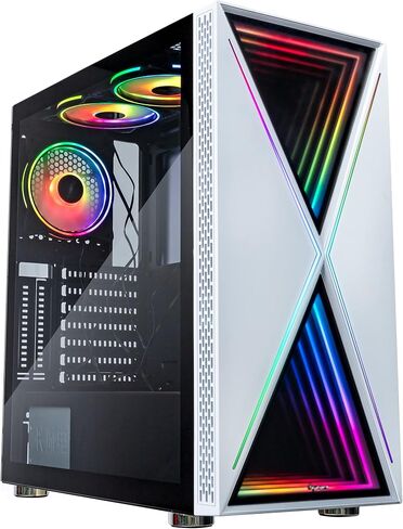 Bgears b-BlackWidow-RGB White Gaming PC ATX case, Special Ripple Effect ARGB Front Panel, Tempered Glass Side. 2 x USB3.0, 3 x PWM 120mm ARGB Fans, Fan Controller with Remote, Support up to EATX Board in Saudi Arabia