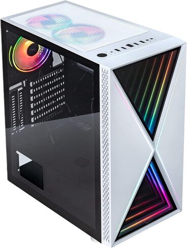 Bgears b-BlackWidow-RGB White Gaming PC ATX case, Special Ripple Effect ARGB Front Panel, Tempered Glass Side. 2 x USB3.0, 3 x PWM 120mm ARGB Fans, Fan Controller with Remote, Support up to EATX Board in Saudi Arabia