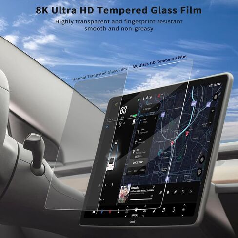 واقي شاشة من الزجاج المقوى مضاد للوهج من FUGTBLESS لطراز Tesla Y، واقي شاشة موديل 3 مع مجموعة محاذاة غرفة الغبار بدون ملحقات Tesla Model 3 / Y in Kuwait