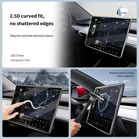 واقي شاشة من الزجاج المقوى مضاد للوهج من FUGTBLESS لطراز Tesla Y، واقي شاشة موديل 3 مع مجموعة محاذاة غرفة الغبار بدون ملحقات Tesla Model 3 / Y in Kuwait