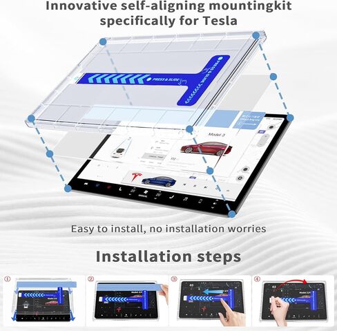 واقي شاشة من الزجاج المقوى مضاد للوهج من FUGTBLESS لطراز Tesla Y، واقي شاشة موديل 3 مع مجموعة محاذاة غرفة الغبار بدون ملحقات Tesla Model 3 / Y in Kuwait