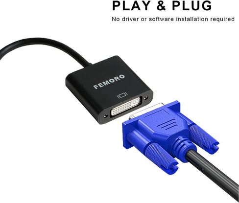 محول FEMORO DisplayPort إلى DVI 5 حزم، محول Display Port DP إلى DVI-I 1080P لجميع منافذ الكمبيوتر والكمبيوتر المحمول وسطح المكتب - أسود in Kuwait