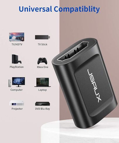 JSAUX HDMI Coupler Female to Female 2 Pack، 4K HDR HDMI وصلة تمديد محول سبائك الألومنيوم لHDTV، Roku Stick، الكمبيوتر، الكمبيوتر الشخصي، الشاشة، الكمبيوتر المحمول، جهاز العرض، مشغل DVD، PS 4/3 (رمادي) in Saudi Arabia