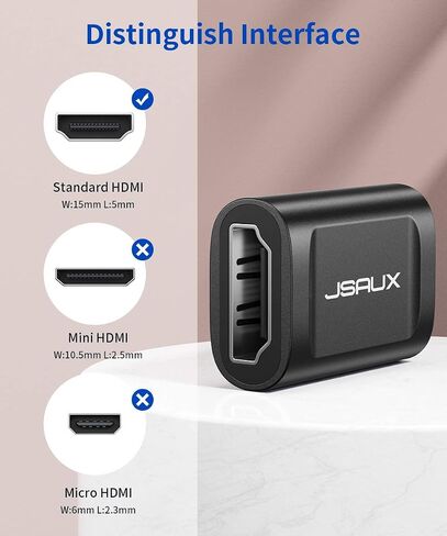 JSAUX HDMI Coupler Female to Female 2 Pack، 4K HDR HDMI وصلة تمديد محول سبائك الألومنيوم لHDTV، Roku Stick، الكمبيوتر، الكمبيوتر الشخصي، الشاشة، الكمبيوتر المحمول، جهاز العرض، مشغل DVD، PS 4/3 (رمادي) in Saudi Arabia