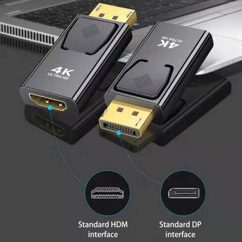 قطعتان من ديسبلاي بورت إلى محول متوافق مع اتش دي ام اي محول منفذ عرض 4 كيه ذكر DP إلى HDMI أنثى HD TV محول صوت فيديو لجهاز الكمبيوتر الشخصي in Saudi Arabia