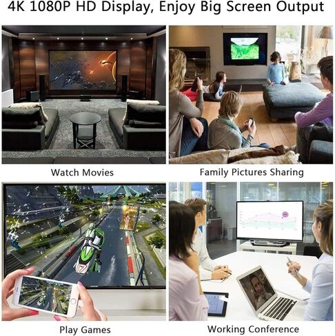 محول لايتننج الى ار جيه 45 ايثرنت او تي جي رقمي، 4 في 1 HDMI LAN شبكة سلكية USB او تي جي، محول شاشة مزامنة 1080P مع كابل شاحن لايفون 12/11/USB على تلفزيون HD/جهاز عرض/شاشة (ابيض) in Kuwait