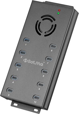 سوتما موزع USB C 2.0 بـ10 منافذ - موزع USB نوع C متعدد المنافذ - موسع USB C يعمل بالطاقة للتعدين - موزع طاقة كبير USB C مع محول طاقة 12 فولت 10 امبير ومصابيح LED ودعامة تثبيت - اسود in Kuwait