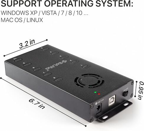 سوتما موزع USB C 2.0 بـ10 منافذ - موزع USB نوع C متعدد المنافذ - موسع USB C يعمل بالطاقة للتعدين - موزع طاقة كبير USB C مع محول طاقة 12 فولت 10 امبير ومصابيح LED ودعامة تثبيت - اسود in Kuwait
