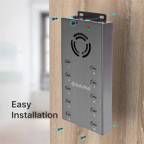 سوتما موزع USB C 2.0 بـ10 منافذ - موزع USB نوع C متعدد المنافذ - موسع USB C يعمل بالطاقة للتعدين - موزع طاقة كبير USB C مع محول طاقة 12 فولت 10 امبير ومصابيح LED ودعامة تثبيت - اسود in Kuwait