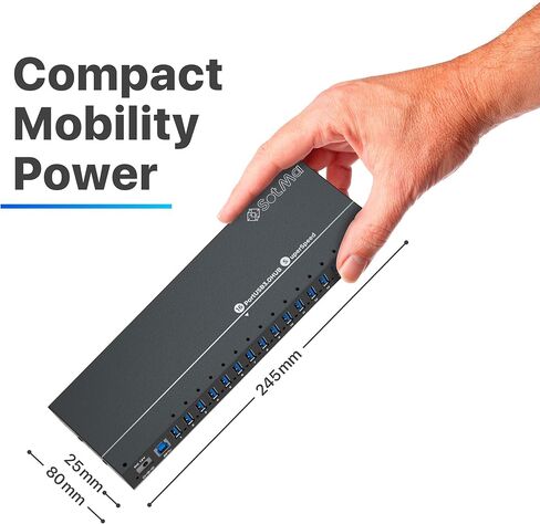 موزع USB لحماية متعددة الأمان - محور USB 3.0 يعمل بـ 16 منفذًا مع محول تيار متردد (12 فولت / 10 أمبير) - محور USB 3.0 من الألومنيوم مزود بمصابيح LED - سرعة عالية - محور لأجهزة متعددة - محور USB 3.0 يعمل بالطاقة in Kuwait