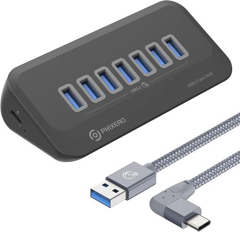 PHIXERO USB Port Hub 10Gbps, 4 Ports USB 3.1 Hub, High-Speed USB 3.2 Gen 2 Portable USB Splitter, USB Hub for Laptop, PC, iMac, MacBook, Playstation, Xbox in Kuwait