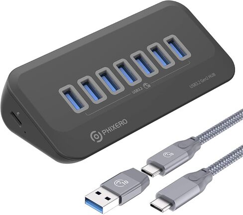 PHIXERO USB Port Hub 10Gbps, 4 Ports USB 3.1 Hub, High-Speed USB 3.2 Gen 2 Portable USB Splitter, USB Hub for Laptop, PC, iMac, MacBook, Playstation, Xbox in Kuwait