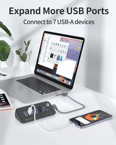 PHIXERO USB Port Hub 10Gbps, 4 Ports USB 3.1 Hub, High-Speed USB 3.2 Gen 2 Portable USB Splitter, USB Hub for Laptop, PC, iMac, MacBook, Playstation, Xbox in Kuwait