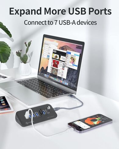 PHIXERO USB Port Hub 10Gbps, 4 Ports USB 3.1 Hub, High-Speed USB 3.2 Gen 2 Portable USB Splitter, USB Hub for Laptop, PC, iMac, MacBook, Playstation, Xbox in Kuwait