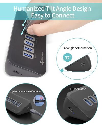 PHIXERO USB Port Hub 10Gbps, 4 Ports USB 3.1 Hub, High-Speed USB 3.2 Gen 2 Portable USB Splitter, USB Hub for Laptop, PC, iMac, MacBook, Playstation, Xbox in Kuwait