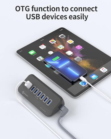 PHIXERO USB Port Hub 10Gbps, 4 Ports USB 3.1 Hub, High-Speed USB 3.2 Gen 2 Portable USB Splitter, USB Hub for Laptop, PC, iMac, MacBook, Playstation, Xbox in Kuwait