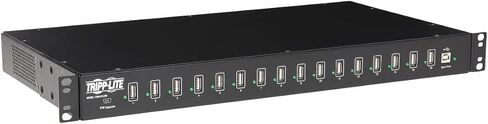 تريب لايت 16 منفذ USB لمزامنة الشحن والكمبيوتر اللوحي والهواتف الذكية iPad/iPhone Rackmount TAA (U280-016-RM)، أسود in Kuwait