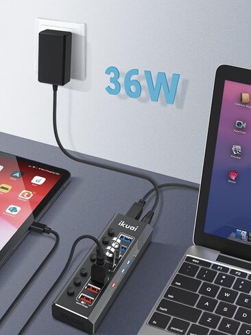 موزع USB 3.0 يعمل، موزع منافذ USB متعدد 5 منافذ ikuai، محور USB 3، موسع منفذ USB محمول عالي السرعة، يدعم الشحن، محول طاقة 24 وات لأجهزة الكمبيوتر المحمول والكمبيوتر الشخصي (RSW-A35B) in Kuwait
