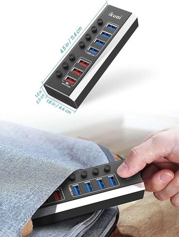 موزع USB 3.0 يعمل، موزع منافذ USB متعدد 5 منافذ ikuai، محور USB 3، موسع منفذ USB محمول عالي السرعة، يدعم الشحن، محول طاقة 24 وات لأجهزة الكمبيوتر المحمول والكمبيوتر الشخصي (RSW-A35B) in Kuwait