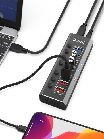 موزع USB 3.0 يعمل، موزع منافذ USB متعدد 5 منافذ ikuai، محور USB 3، موسع منفذ USB محمول عالي السرعة، يدعم الشحن، محول طاقة 24 وات لأجهزة الكمبيوتر المحمول والكمبيوتر الشخصي (RSW-A35B) in Kuwait