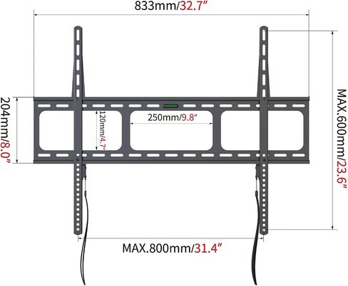 Gibbon Mounts Fixed TV Wall Mounts- Low Profile TV Bracket Mounts for Most 42-100" LED/LCD Flat Screen TVs, 0.63''Ultra Slim, Max.VESA 800X600, Up to 220lbs Capacity in Kuwait