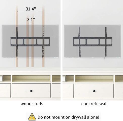 Gibbon Mounts Fixed TV Wall Mounts- Low Profile TV Bracket Mounts for Most 42-100" LED/LCD Flat Screen TVs, 0.63''Ultra Slim, Max.VESA 800X600, Up to 220lbs Capacity in Kuwait