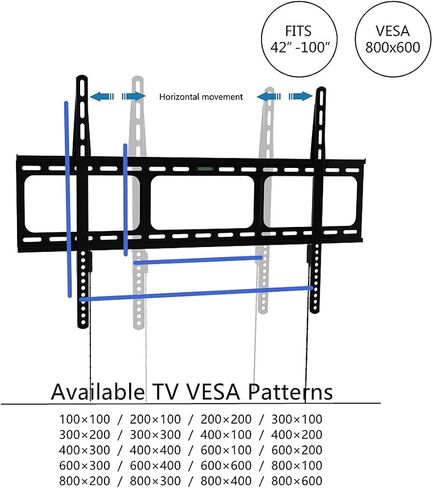 Gibbon Mounts Fixed TV Wall Mounts- Low Profile TV Bracket Mounts for Most 42-100" LED/LCD Flat Screen TVs, 0.63''Ultra Slim, Max.VESA 800X600, Up to 220lbs Capacity in Kuwait