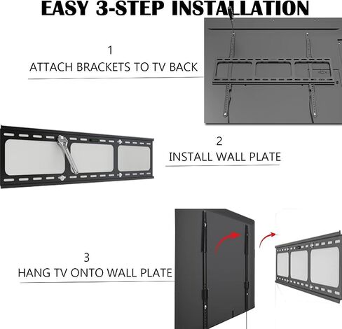 Gibbon Mounts Fixed TV Wall Mounts- Low Profile TV Bracket Mounts for Most 42-100" LED/LCD Flat Screen TVs, 0.63''Ultra Slim, Max.VESA 800X600, Up to 220lbs Capacity in Kuwait