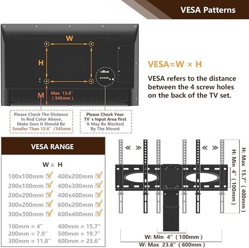 قاعدة حامل تلفزيون دوارة عالمية من TAVR لتلفزيونات LCD LED مسطحة/منحنية مقاس 37-75 بوصة - حامل تثبيت على سطح الطاولة قابل للتعديل مع قاعدة من الزجاج المقسى، بحد أقصى 600 × 400 مم، يتحمل ما يصل إلى 110 رطل، أسود in Kuwait