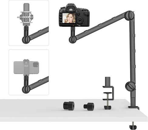 حامل مكتب الكاميرا PICTRON VIJIM LS25، حامل كاميرا ويب علوي مرن مع ذراع بوم، مشبك طاولة على شكل حرف C مناسب للتصوير الفوتوغرافي بالفيديو والبث المباشر in Kuwait