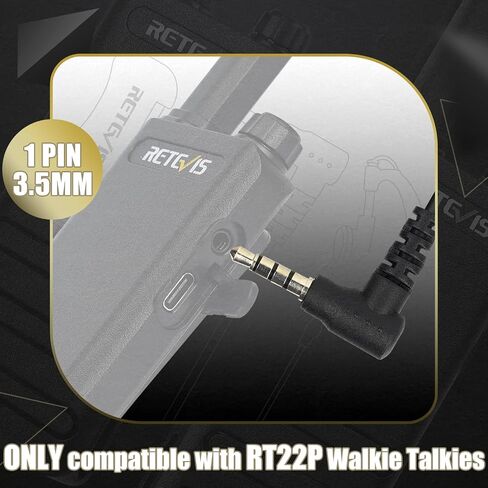 Retevis RT22P Walkie Talkie Earpiece with Mic 1 Pin 3.5mm, Double Cable, Side PTT, Compatible RT22P Two Way Radios, Soft C-Type Earhook Walkie-Talkie Earpiece(10 Pack) in Saudi Arabia