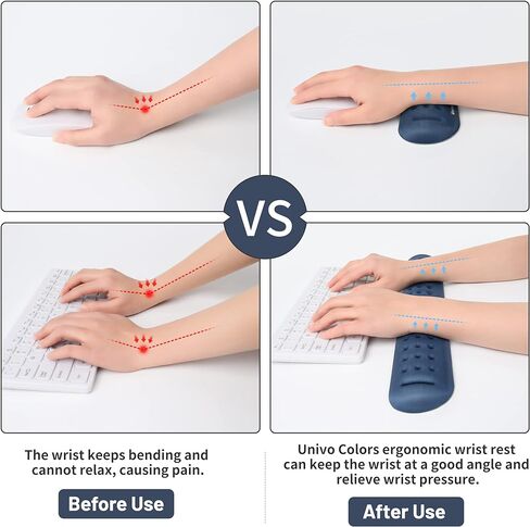 Univo Colors Black Superfine Memory Foam Keyboard Wrist Rest Soft Gel Ergonomic Wrist Support Pad for Computer, Laptop, Office, Gaming, Typing in Kuwait