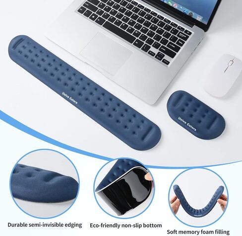 Univo Colors Black Superfine Memory Foam Keyboard Wrist Rest Soft Gel Ergonomic Wrist Support Pad for Computer, Laptop, Office, Gaming, Typing in Kuwait