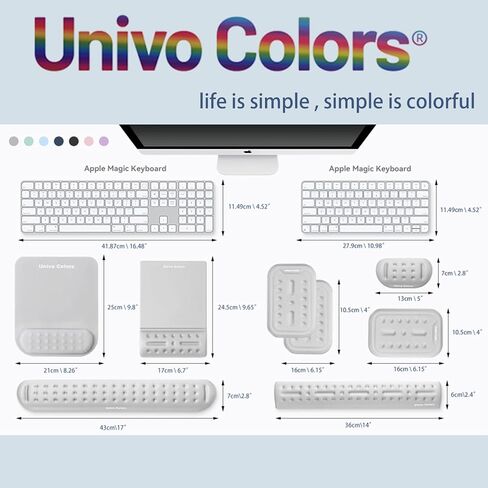 Univo Colors Black Superfine Memory Foam Keyboard Wrist Rest Soft Gel Ergonomic Wrist Support Pad for Computer, Laptop, Office, Gaming, Typing in Kuwait