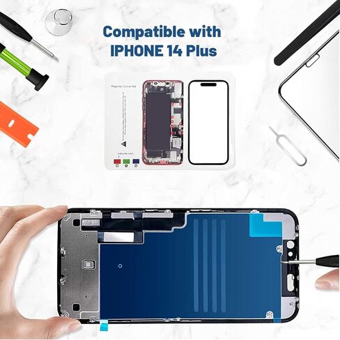 استبدال شاشة Tpyag لهاتف iPhone 14 Pro Max، استبدال زجاجي لهاتف iPhone 14 Pro Max 6.7 بوصة، طقم إصلاح الشاشة مع لاصق مقاوم للماء (بدون OLED ومحول رقمي يعمل باللمس) in Kuwait