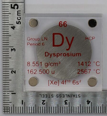 Dysprosium (Dy) 24.26mm Metal Disc with Acrylic Case for Collection or Experiments in Saudi Arabia