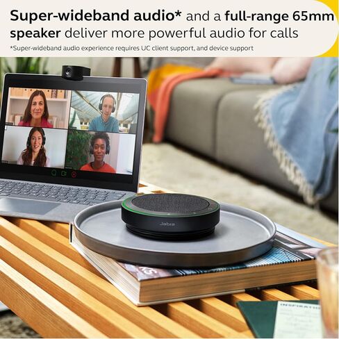 Jabra Speak2 75 Wireless Bluetooth Speakerphone - 4 Noise-Cancelling Mics, Full-Range 65mm Portable Speaker and Super-Wideband Audio - Certified for Zoom and Google Meet - Dark Grey,Black in Saudi Arabia