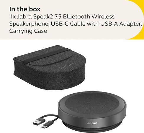 Jabra Speak2 75 Wireless Bluetooth Speakerphone - 4 Noise-Cancelling Mics, Full-Range 65mm Portable Speaker and Super-Wideband Audio - Certified for Zoom and Google Meet - Dark Grey,Black in Saudi Arabia