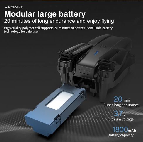 HOTOSYY UAV مع كاميرات مزدوجة، محمولة، تجنب العوائق من ثلاثة جوانب، إقلاع/هبوط بلمسة واحدة، ارتفاع ثابت، وظيفة التمرير 360 درجة (أسود) in Kuwait