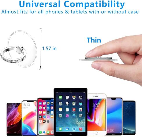 Cell Phone Ring Holder Stand 2 Packs, Glitter Diamond Phone Ring Finger Kickstand Universal 360 Degree Rotation,Transparent Phone Ring Grip Compatible with Various Mobile Phones in Kuwait
