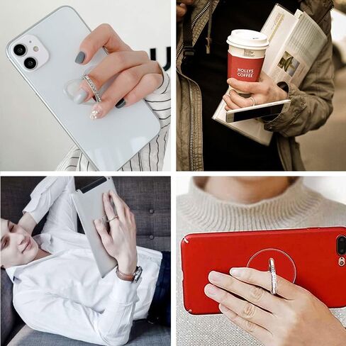 Cell Phone Ring Holder Stand 2 Packs, Glitter Diamond Phone Ring Finger Kickstand Universal 360 Degree Rotation,Transparent Phone Ring Grip Compatible with Various Mobile Phones in Kuwait