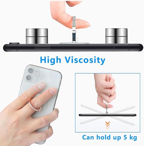 Cell Phone Ring Holder Stand 2 Packs, Glitter Diamond Phone Ring Finger Kickstand Universal 360 Degree Rotation,Transparent Phone Ring Grip Compatible with Various Mobile Phones in Kuwait