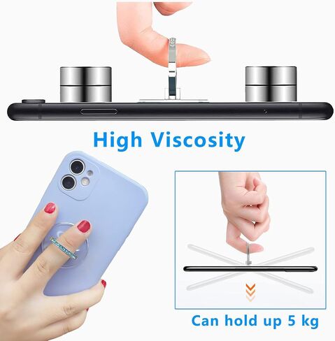 Cell Phone Ring Holder Stand 2 Packs, Glitter Diamond Phone Ring Finger Kickstand Universal 360 Degree Rotation,Transparent Phone Ring Grip Compatible with Various Mobile Phones in Kuwait