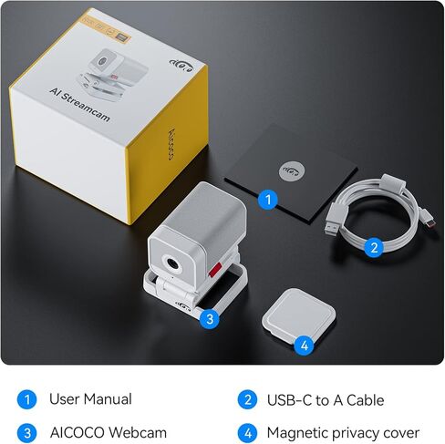 aicoco 1080p Webcam, Streaming Web Camera with Dual Microphone, AI Tracking & FHD Web Cam w/ 90° View, Plug and Play USB Computer Camera for Zoom/Skype/YouTube, PC/Laptop/Desktop, Calls/Conference in Kuwait